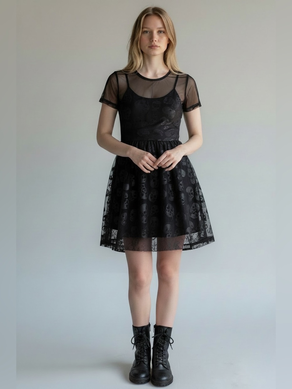 Iron Fist Women’s Skullz club goth mesh dress XS Black NEW